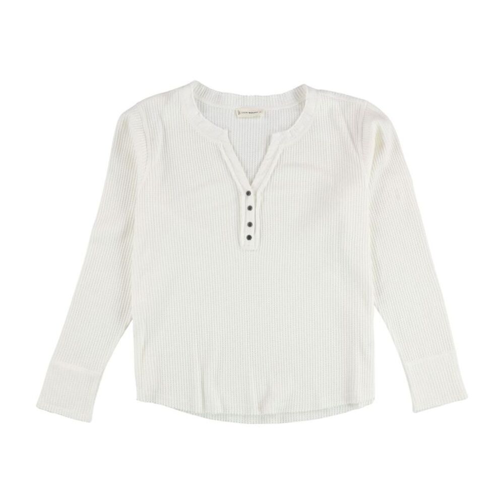 Lucky Brand Womens Textured Henley Shirt, White, 2XL, DM